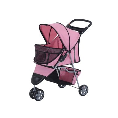 COCHE PARA MASCOTA DE TRES RUEDAS ROSADO - 2