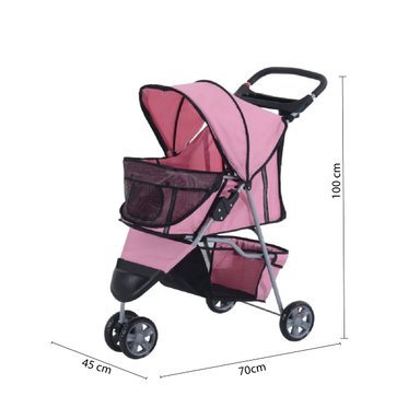 COCHE PARA MASCOTA DE TRES RUEDAS ROSADO - 6