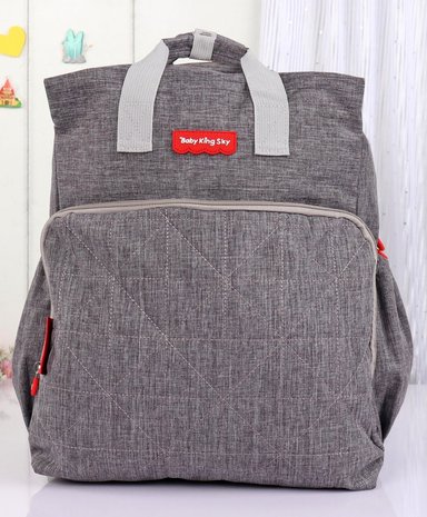 MOCHILA MUNDO ONLINE ELITE-2021 PAÑALERA BEBÉ BOLSO MATERNAL ELEGANTE GRIS - 2