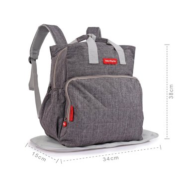 MOCHILA MUNDO ONLINE ELITE-2021 PAÑALERA BEBÉ BOLSO MATERNAL ELEGANTE GRIS - 3