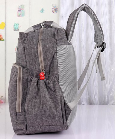 MOCHILA MUNDO ONLINE ELITE-2021 PAÑALERA BEBÉ BOLSO MATERNAL ELEGANTE GRIS - 5