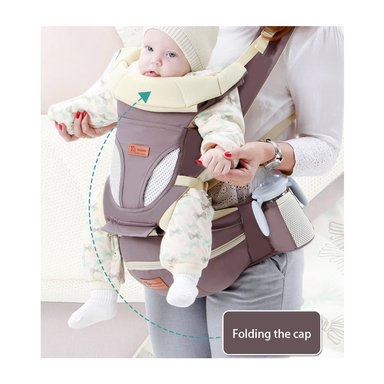 PORTABEBÉ MUNDO ONLINE ERGONÓMICO CON SOPORTE Y BOLSO GRIS - 4