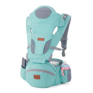 PORTABEBÉ MUNDO ONLINE ERGONÓMICO CON SOPORTE Y BOLSO CELESTE - 1