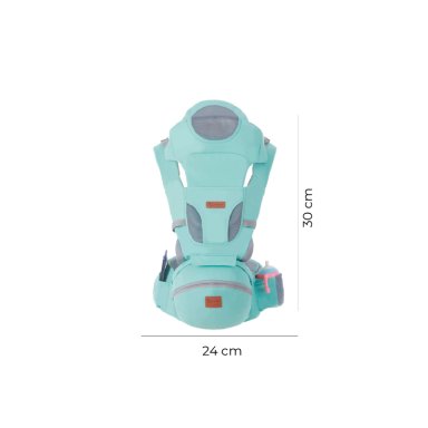 PORTABEBÉ MUNDO ONLINE ERGONÓMICO CON SOPORTE Y BOLSO CELESTE - 8