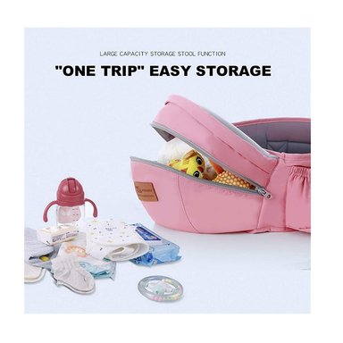 PORTABEBÉ MUNDO ONLINE ERGONÓMICO CON SOPORTE Y BOLSO ROSADO - 5