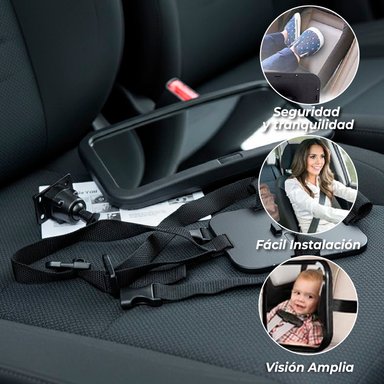 ESPEJO RETROVISOR MUNDO ONLINE NEGRO BEBE NIÑO - 4