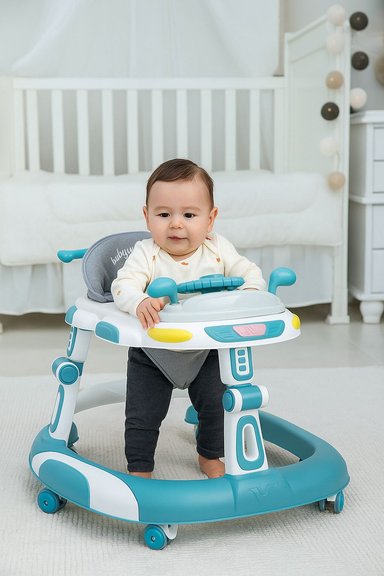 ANDADOR CAMINADORA BEBE PLEGABLE AUTITO CON SONIDO -CELESTE - 2