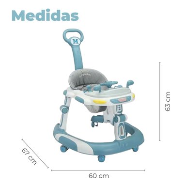 ANDADOR CAMINADORA BEBE PLEGABLE AUTITO CON SONIDO -CELESTE - 3