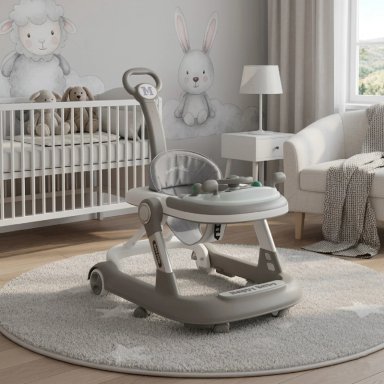 ANDADOR CAMINADORA AUTITO MUSICAL BEBE ANTICAIDA STYLISH - GRIS - 2