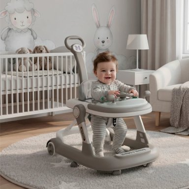 ANDADOR CAMINADORA AUTITO MUSICAL BEBE ANTICAIDA STYLISH - GRIS - 5