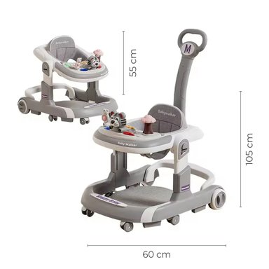 ANDADOR CAMINADORA ALTURA REGULABLE BEBE ANTICAIDA MUSICAL - GRIS - 2