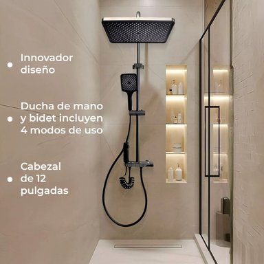COLUMNA DE DUCHA TRIPLE MODERNA 4 FUNCIONES - 5