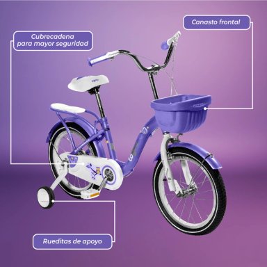 BICICLETA NIÑA INFANTIL DE PASEO PURPLE OWL RUEDITAS ARO 12 - 6