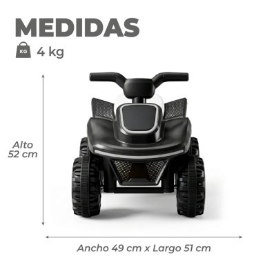 MOTO NIÑOS CUATRIMOTO ELE CTRICA SPORT LUCES Y SONIDO NEGRO - 2