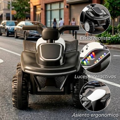 MOTO NIÑOS CUATRIMOTO ELE CTRICA SPORT LUCES Y SONIDO NEGRO - 4