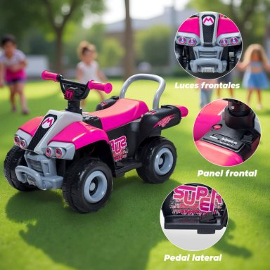 MOTO NIÑOS CUATRIMOTO ELE CTRICA ESTILO MARIO KART FUCSIA - 4