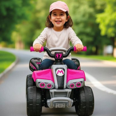 MOTO NIÑOS CUATRIMOTO ELE CTRICA ESTILO MARIO KART FUCSIA - 5