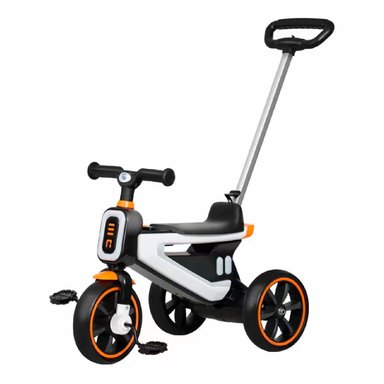TRICICLO COCHE A PEDAL 2 EN 1 CON MANGO DESMONTABLE BLANCO - 1