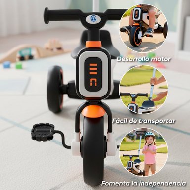 TRICICLO COCHE A PEDAL 2 EN 1 CON MANGO DESMONTABLE BLANCO - 4