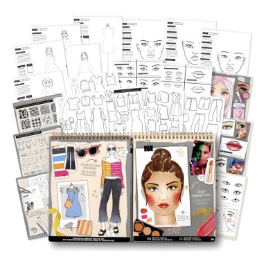 LIBRETA CUADERNO PARA DISEÑAR ROSTRO Y ROPA FASHION ANGELS AGUA - 1