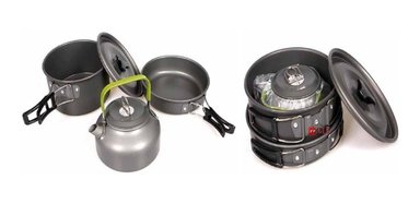 KIT DE COCINA PUNTOSTORE ALUMINIO CAMPING PARA 5 PERSONAS PS - 2