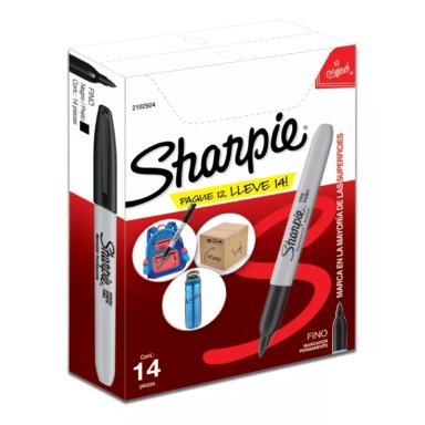 MARCADOR PERMANENTE SHARPIE PUNTA FINA NEGRO CAJA X12+2 - 1