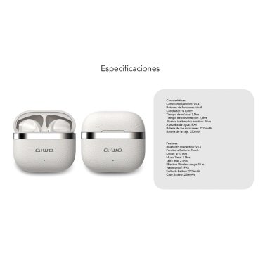 AUDIFONOS INALAMBRICOS BLUETOOTH AIWA AWTWSG31 3,5 HORAS - 2