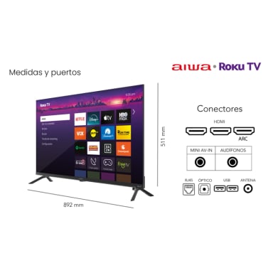 SMART TV AIWA 40'' FHD BLUETOOTH WIFI SISTEMA ROKU TV - 4