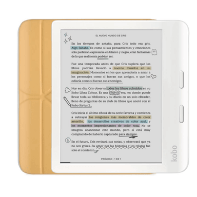 LECTOR E READER KOBO LIBRA COLOUR BLANCO CON FUNDA SLEEPCOVER AMARILLO - 1
