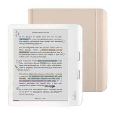 LECTOR E READER KOBO LIBRA COLOUR BLANCO CON FUNDA SLEEPCOVER BEIGE - 1