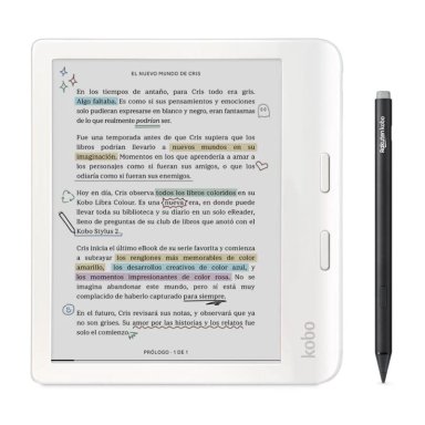 LECTOR E READER KOBO LIBRA COLOUR BLANCO CON LAPIZ STYLUS 2 NEGRO - 1