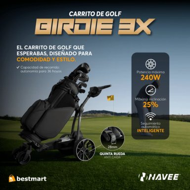 CARRITO DE GOLF ELE CTRICO NAVEE BIRDIE 3X NEGRO - 2