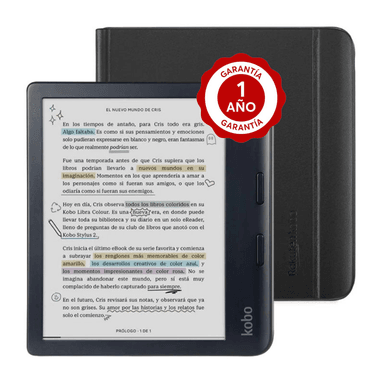 LECTOR E READER KOBO LIBRA COLOUR NEGRO CON FUNDA NOTEBOOK SLEEPCOVER NEGRO - 1
