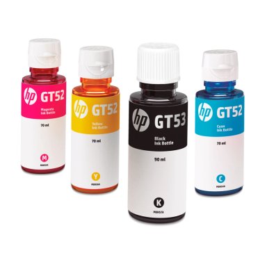PACK BOTELLAS DE TINTA ORIGINAL HP GT53 NEGRA + GT52 MAGENTA + GT52 CIAN + GT52 AMARILLA - 1