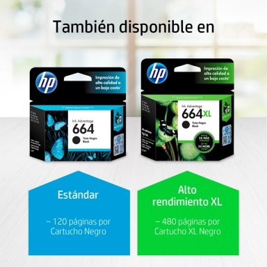 Cartucho de tinta HP 664 negra Original - 3