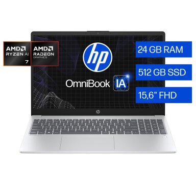 NOTEBOOK HP OMNIBOOK 3 AI 15-FN0072LA AMD RYZEN AI 7 24GB RAM 512GB SSD WINDOWS 11 HOME - 1