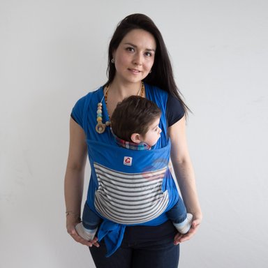 FULAR CANGUAMOR SEMIELASTICADO CON BOLSILLO RAYAS AZUL - 1