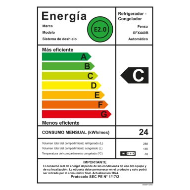 REFRIGERADOR FENSA 436L NO FROST SIDE BY SIDE SFX440B NEGRO - 8