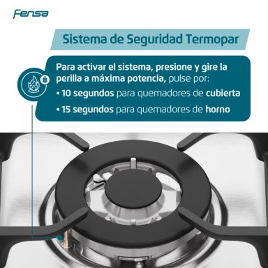 COCINA A GAS FENSA F 3000 RT 4 PLATOS CUBIERTA VIDRIO INOX - 4