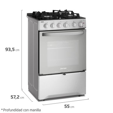 COCINA A GAS FENSA F 3000 RT 4 PLATOS CUBIERTA VIDRIO INOX - 8