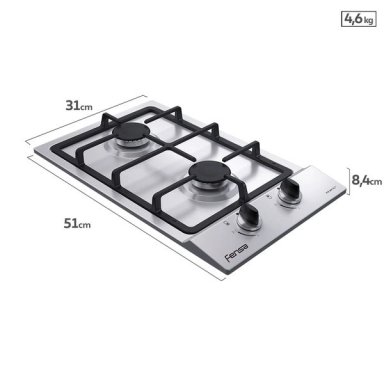 ENCIMERA A GAS LICUADO FENSA 2 PLATOS FCE 2HF GL T ENCENDIDO ELÉCTRICO INOXIDABLE - 4