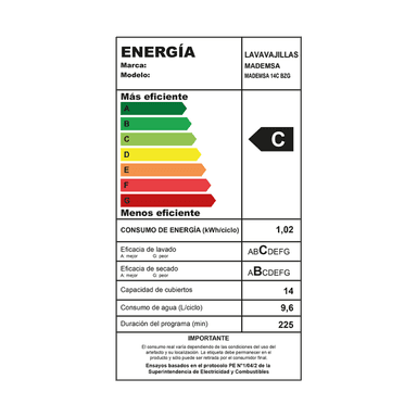 LAVAVAJILLAS MADEMSA 14 CUBIERTOS FUNCIÓN HIGIENZAR 14 BZG BLANCA - 3