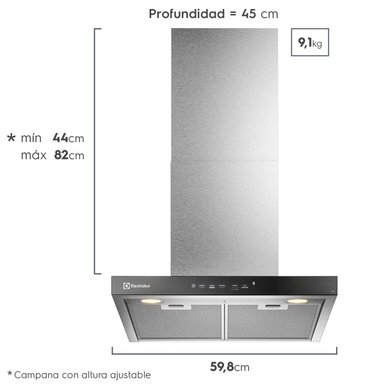 CAMPANA COCINA DECORATIVA ELECTROLUX 60CM TIMER CE6TF - 3