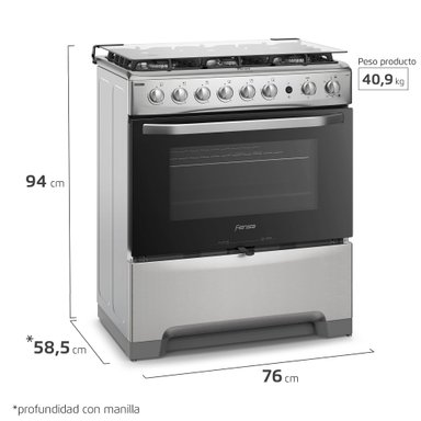 COCINA A GAS 6 PLATOS FENSA VAPORBAKE Y TIMER F 5300 T - 4