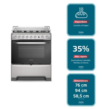 COCINA A GAS 6 PLATOS FENSA VAPORBAKE Y TIMER F 5300 T - 5