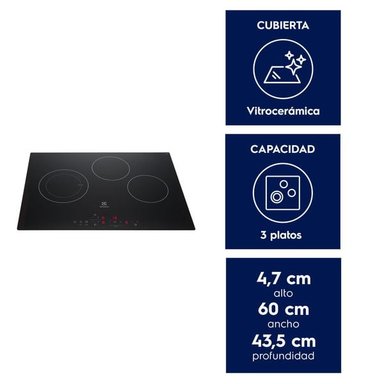 ENCIMERA ELE CTRICA 3 PLATOS VITROCERAMICA PANEL TOUCH VE6DT - 5