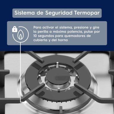 COCINA A GAS 5 PLATOS DOBLE HORNO TIMER DIGITAL 76DBA NEGRA - 7