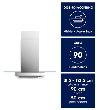 CAMPANA COCINA ISLA DECORATIVA 90CM LUZ LED CE9IX INOX - 4