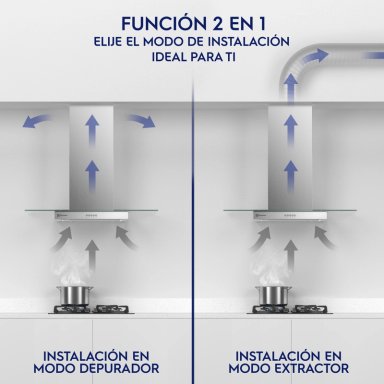 CAMPANA COCINA ISLA DECORATIVA 90CM LUZ LED CE9IX INOX - 8