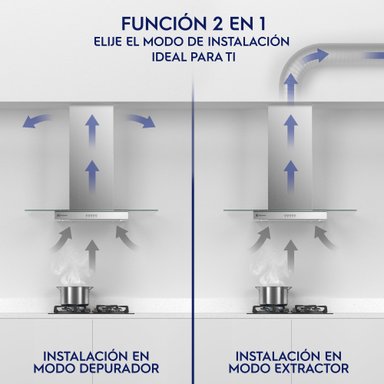 CAMPANA COCINA PARED DECORATIVA 90CM LUZ LED CE9VX INOX - 8